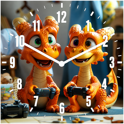 Hochwertige 30cm-Uhren Made in Alzenau Lautlose Uhr MDF Acryl Motiv Drachen Kumpel´s