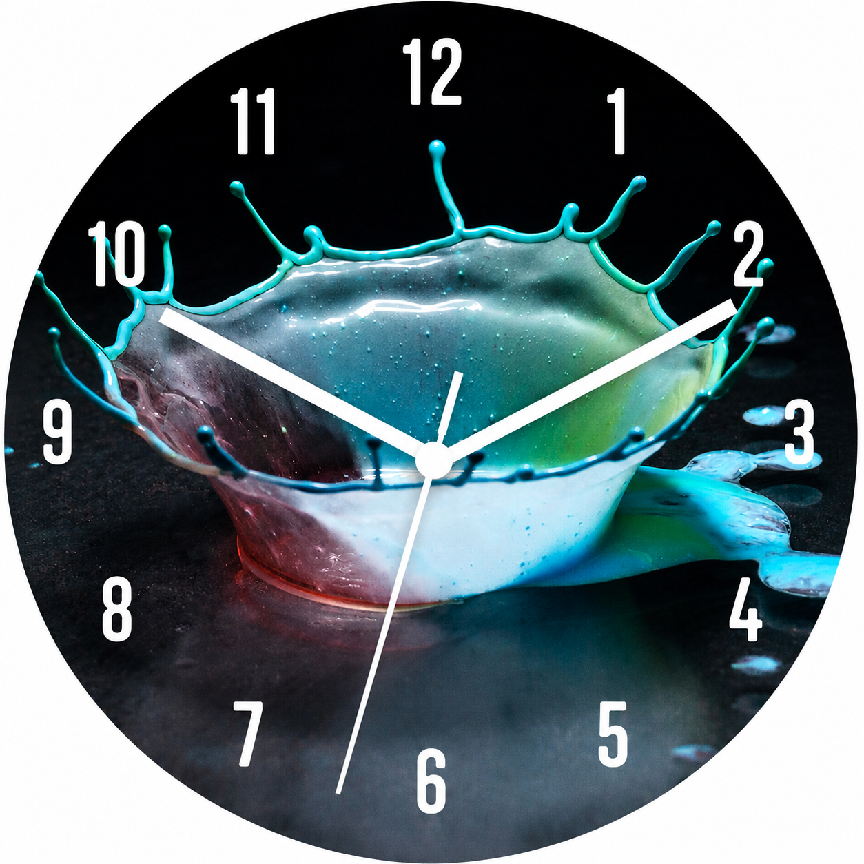 Hochwertige 30cm-Uhren Made in Alzenau Lautlose Uhr MDF Acryl Aqua Splash