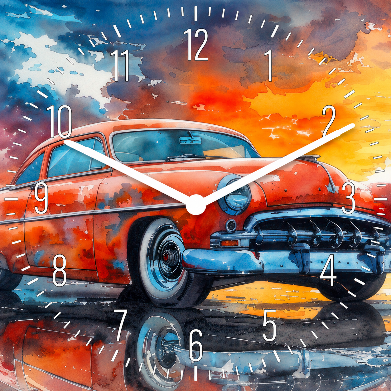 Made in Alzenau Lautlose Uhr MDF Acryl Motiv Sunset Cruiser
