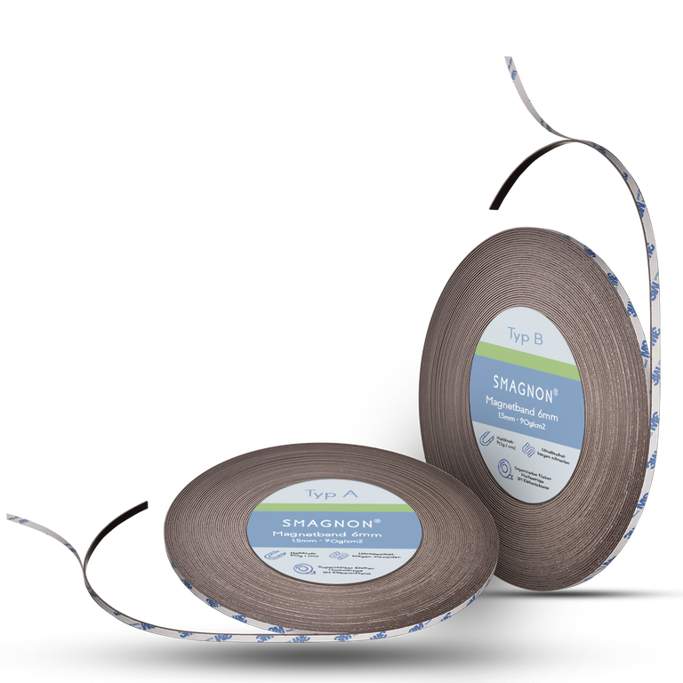 Magnetband mit 3M Kleber Kleberücken selbstklebend Typ A + B 6mm breite