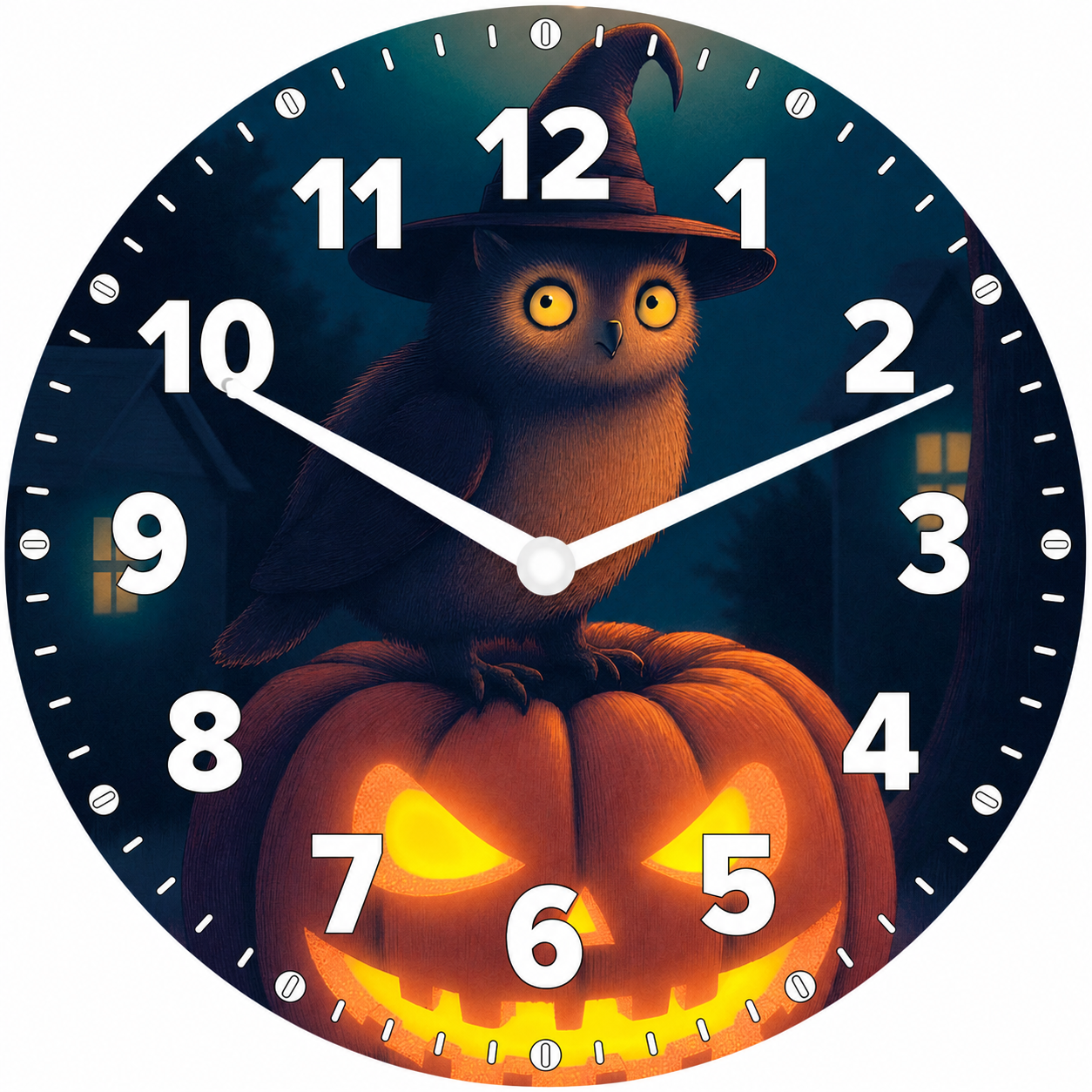 Hochwertige 30cm-Uhren Made in Alzenau Lautlose Uhr MDF Acryl Hexen-Eule