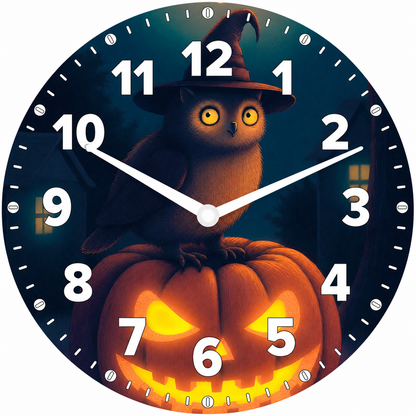 Hochwertige 30cm-Uhren Made in Alzenau Lautlose Uhr MDF Acryl Hexen-Eule