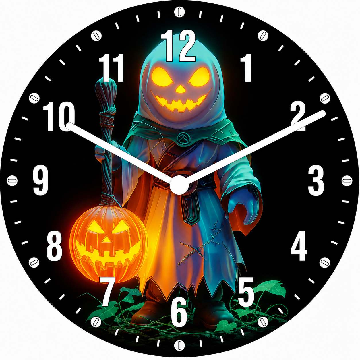 Hochwertige 30cm-Uhren Made in Alzenau Lautlose Uhr MDF Acryl Kürbisnacht
