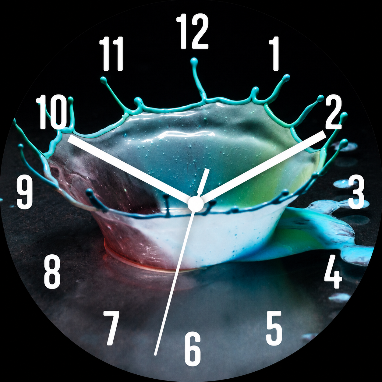 Hochwertige 30cm-Uhren Made in Alzenau Lautlose Uhr MDF Acryl Aqua Splash