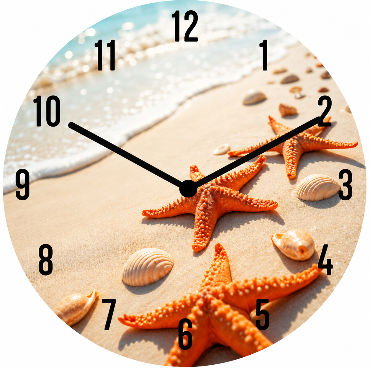 Hochwertige 30cm-Uhren Made in Alzenau Lautlose Uhr MDF Acryl Motiv Seestern