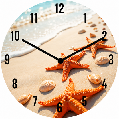 Hochwertige 30cm-Uhren Made in Alzenau Lautlose Uhr MDF Acryl Motiv Seestern