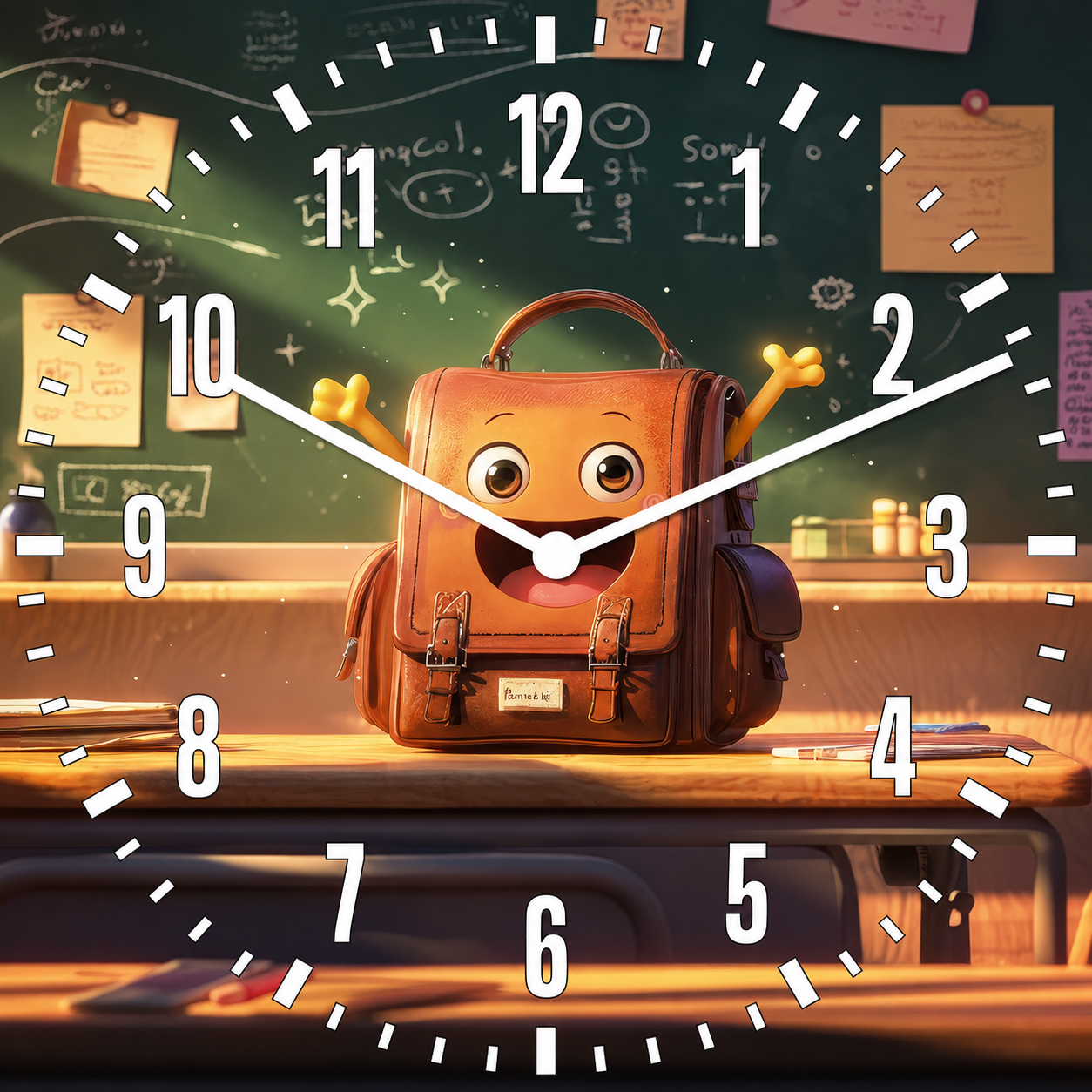 Hochwertige 30cm-Uhren Made in Alzenau Lautlose Uhr MDF Acryl Motiv Ranzenfreunde