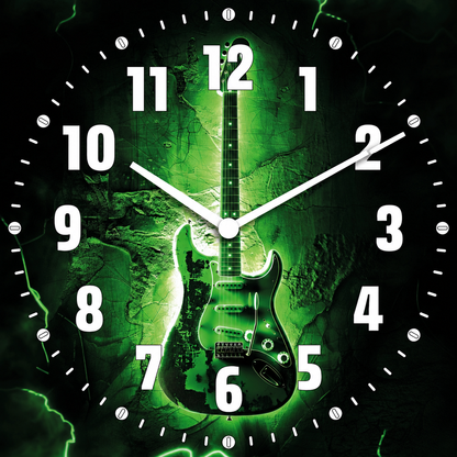 Hochwertige 30cm-Uhren Made in Alzenau Lautlose Uhr MDF Acryl Green Guitar