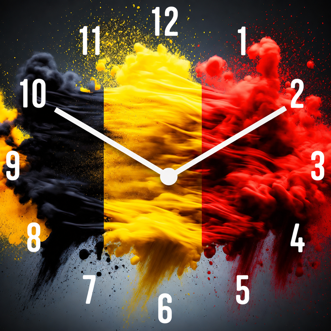 Hochwertige 30cm-Uhren Made in Alzenau Lautlose Uhr MDF Acryl Motiv Belgien