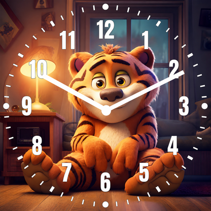 Hochwertige 30cm-Uhren Made in Alzenau Lautlose Uhr MDF Acryl Motiv Babytiger LEO