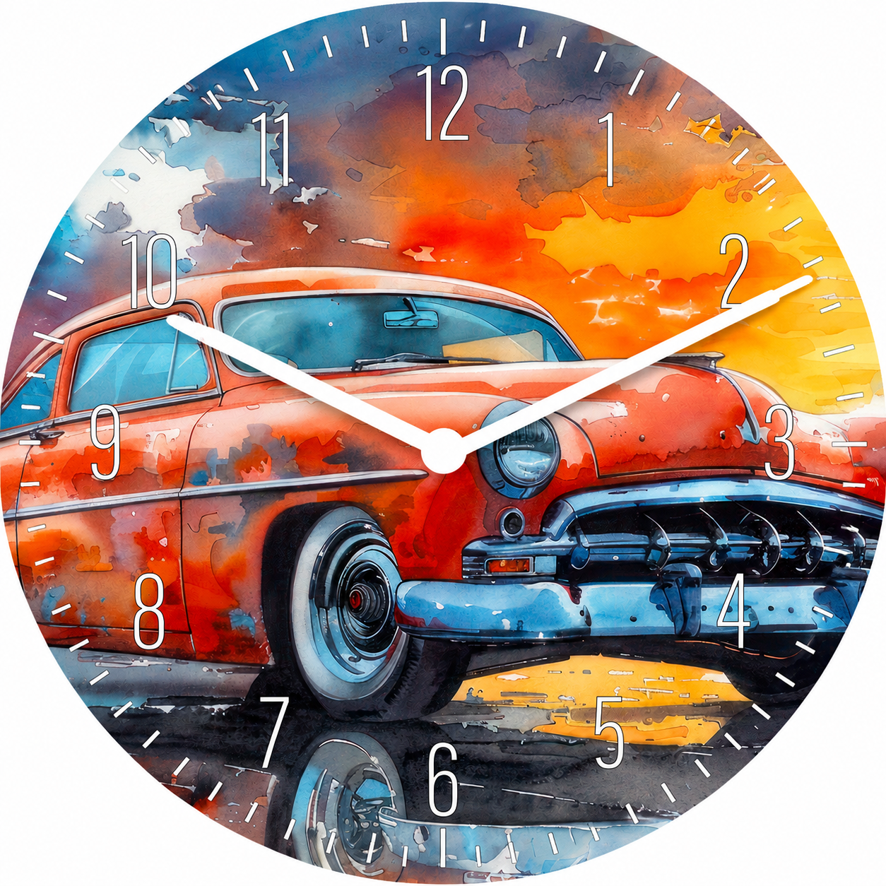 Made in Alzenau Lautlose Uhr MDF Acryl Motiv Sunset Cruiser