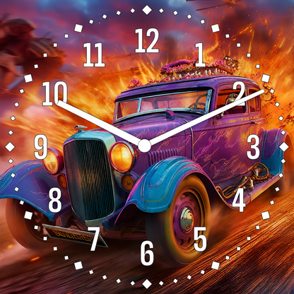 Hochwertige 30cm-Uhren Made in Alzenau Lautlose Uhr MDF Acryl Motiv Purple Inferno