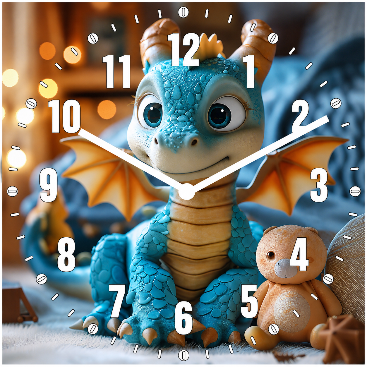 Hochwertige 30cm-Uhren Made in Alzenau Lautlose Uhr MDF Acryl Motiv Drago&Teddy
