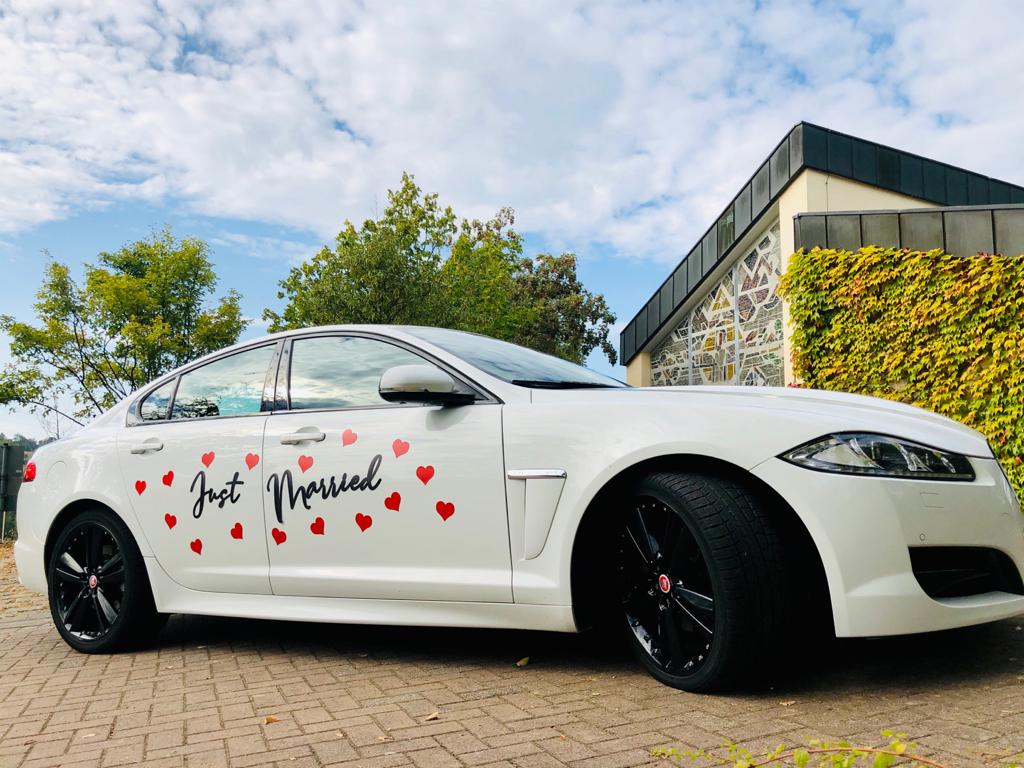 Auto Schmuck Deko Hochzeit Schriftzug "JUST MARRIED" Magnet Magnetfolie