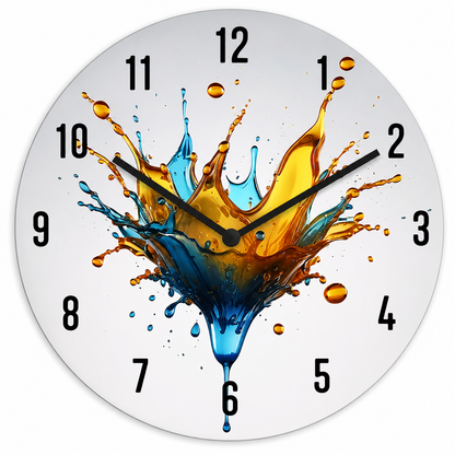 Hochwertige 30cm-Uhren Made in Alzenau Lautlose Uhr MDF Acryl Motiv Splash Gold