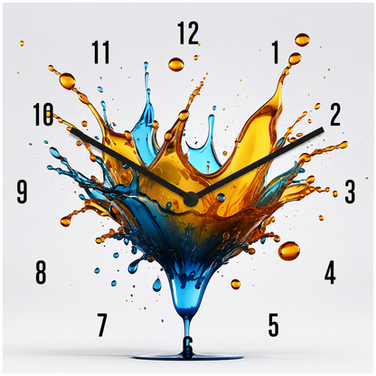 Hochwertige 30cm-Uhren Made in Alzenau Lautlose Uhr MDF Acryl Motiv Splash Gold