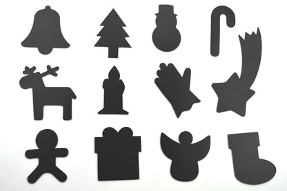 Weihnachts-Set: 12 Do-it-yourself Magnete in weihnachtlichen Formen