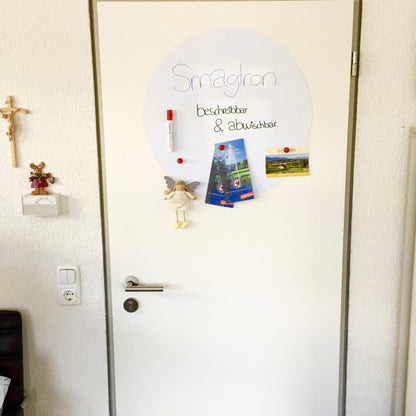 RUND Ø Eisenfolie - Ferrofolie Weiß Glänzend beschreibbar selbstklebend Ø 570mm x 0,8mm