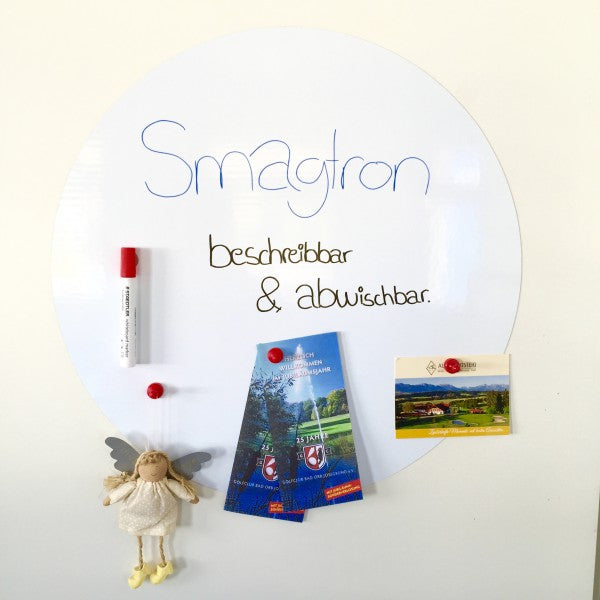 RUND Ø Eisenfolie - Ferrofolie Weiß Glänzend beschreibbar selbstklebend Ø 570mm x 0,8mm