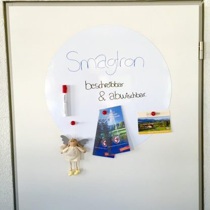 RUND Ø Eisenfolie - Ferrofolie Weiß Glänzend beschreibbar selbstklebend Ø 570mm x 0,8mm