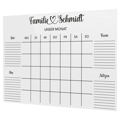 SmagMedia24 Family Time - Familien-Monatsplaner - Individuell gestaltbarer Wand-Kalender auf Acrylglas