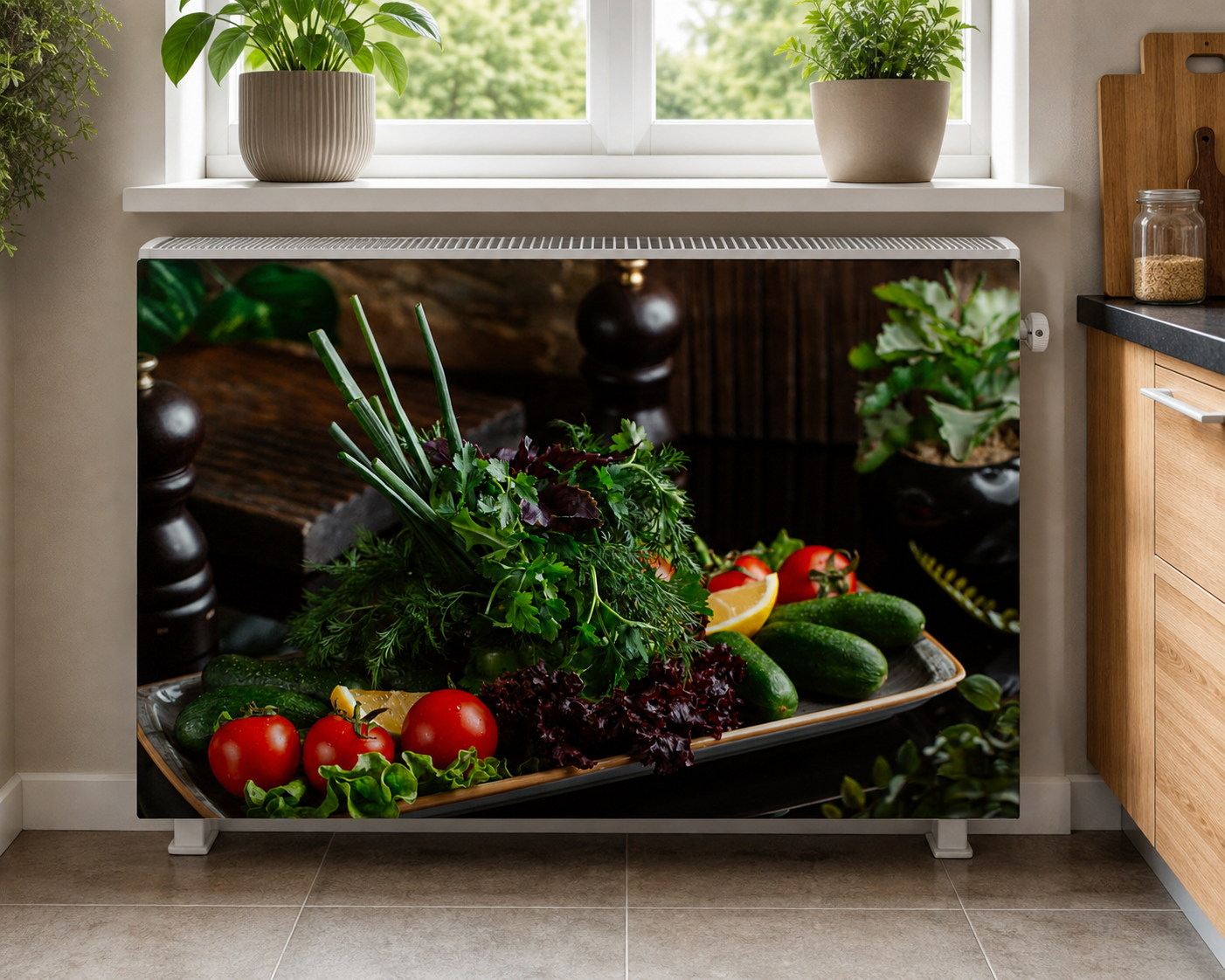 Magnetische Heizkörperverkleidung mit Motiv ‚Frische Küche‘