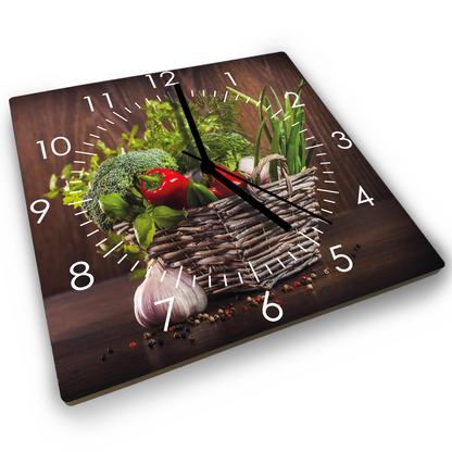 Hochwertige 30cm-Uhren Made in Alzenau Lautlose Uhr MDF Acryl: Gemüse