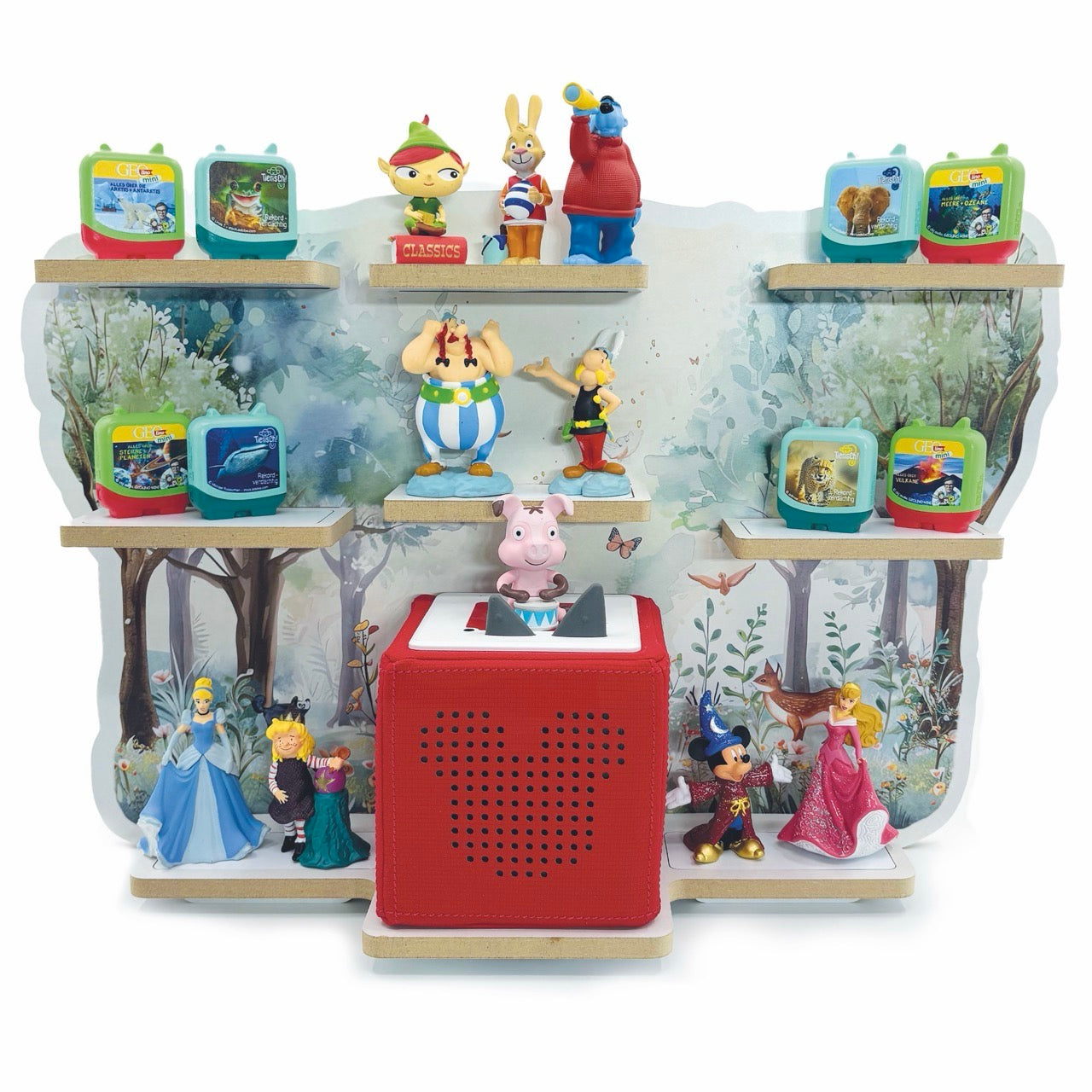 Smagnon Regal für die Toniebox und Tonie Figuren Motiv Ballon-Familie Kinderspielzeug (Tiere im Wald)