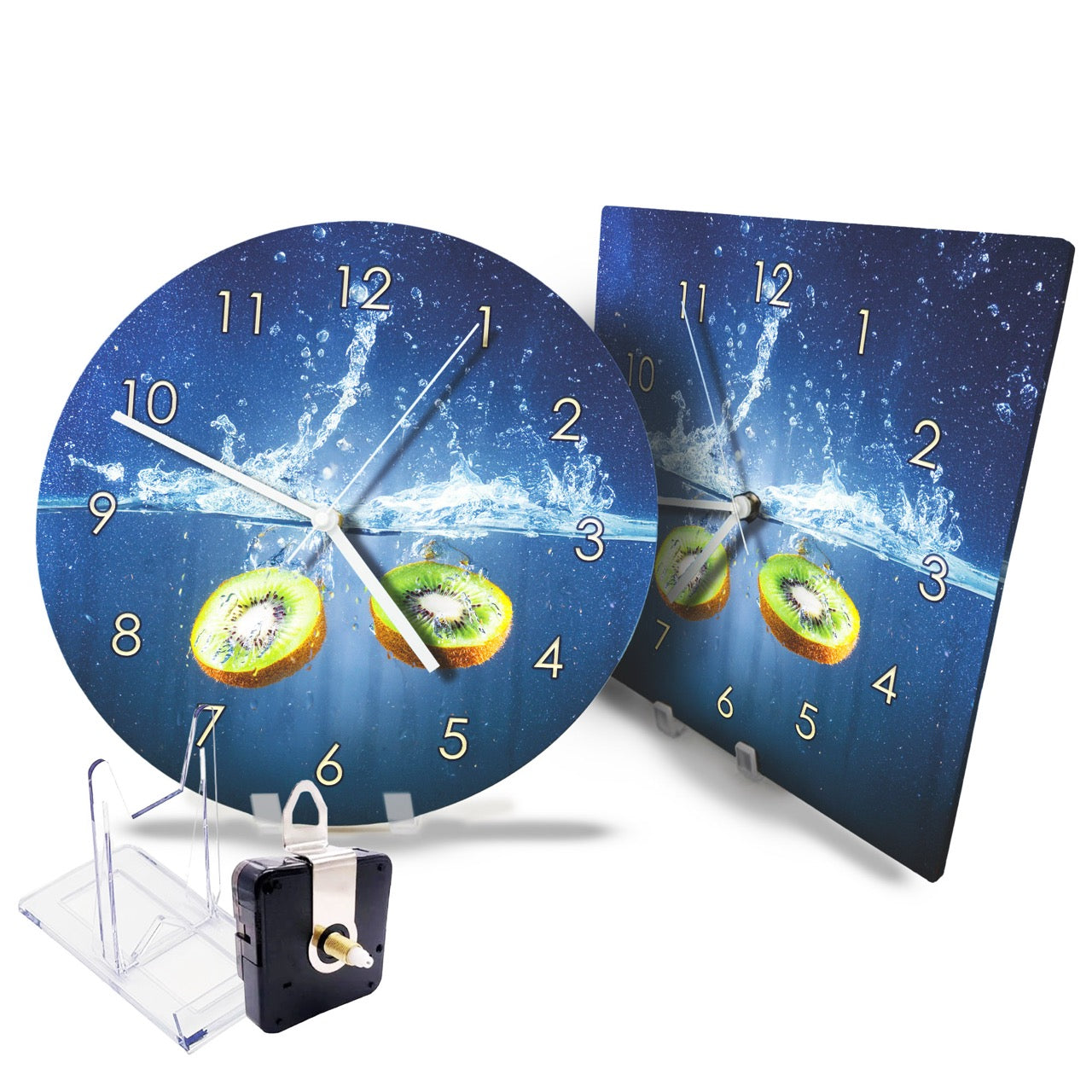Hochwertige 30cm-Uhren Made in Alzenau Lautlose Uhr MDF Acryl Motiv Kiwi im Wasser