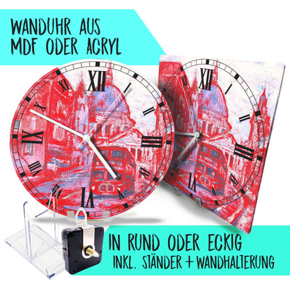 Hochwertige 30cm-Uhren Made in Alzenau Lautlose Uhr MDF Acryl Motiv London