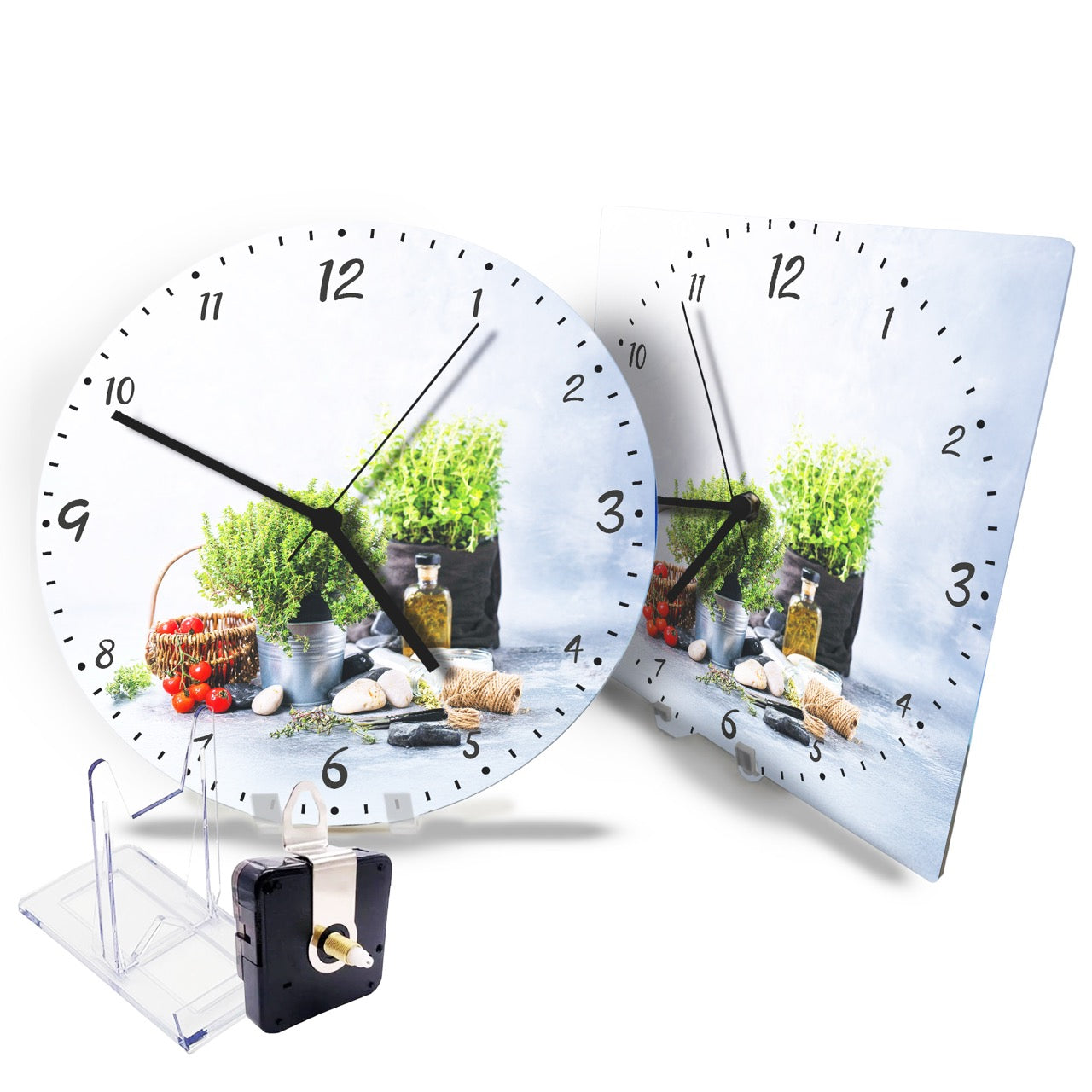 Hochwertige 30cm-Uhren Made in Alzenau Lautlose Uhr MDF Acryl Motiv Kräuter