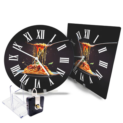 Hochwertige 30cm-Uhren Made in Alzenau Lautlose Uhr MDF Acryl Motiv Spaghetti
