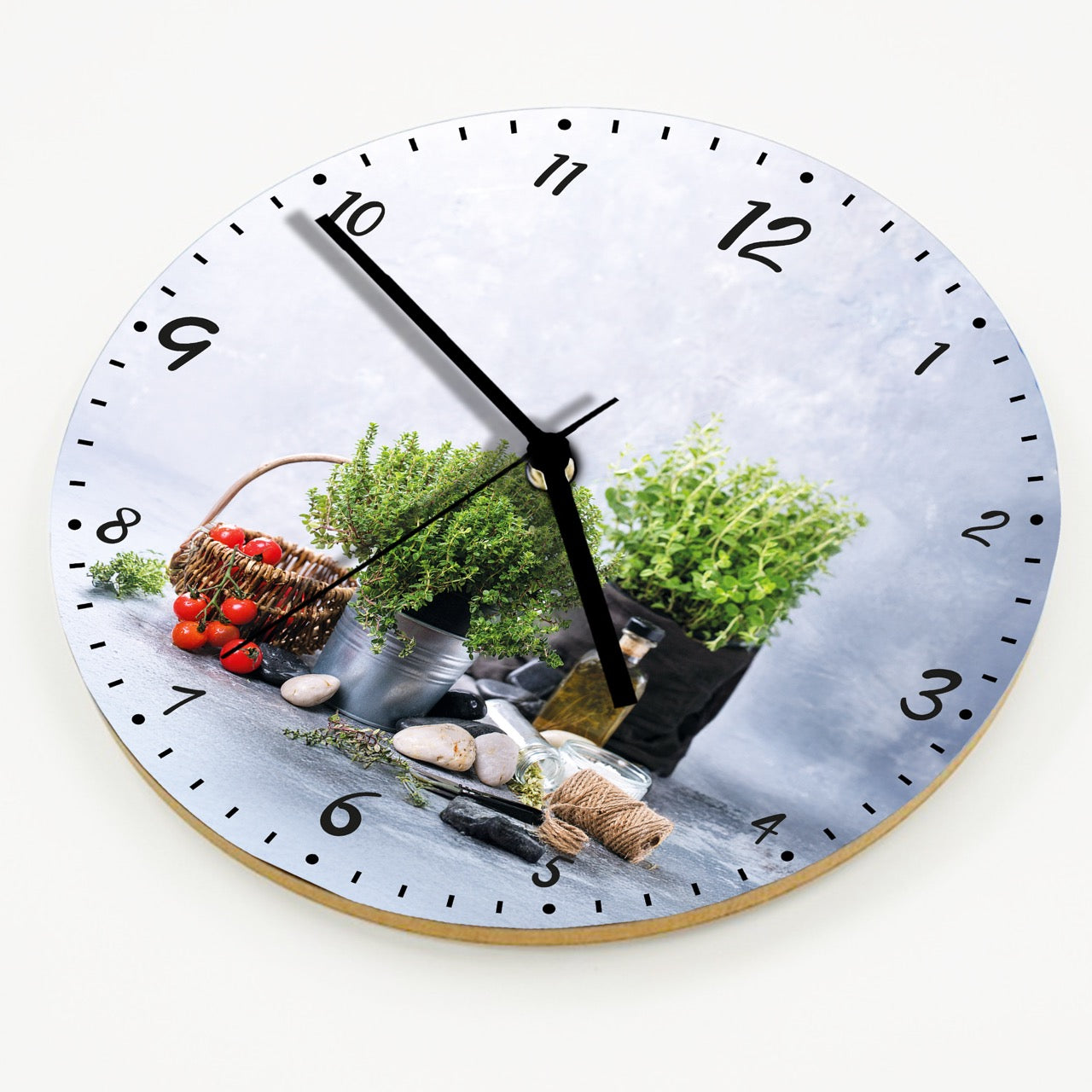Hochwertige 30cm-Uhren Made in Alzenau Lautlose Uhr MDF Acryl Motiv Kräuter