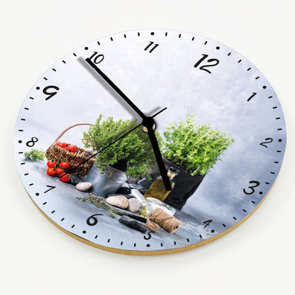 Hochwertige 30cm-Uhren Made in Alzenau Lautlose Uhr MDF Acryl Motiv Kräuter