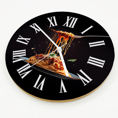 Hochwertige 30cm-Uhren Made in Alzenau Lautlose Uhr MDF Acryl Motiv Spaghetti