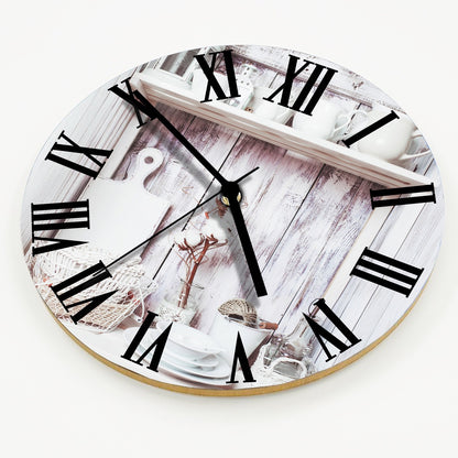 Hochwertige 30cm-Uhren Made in Alzenau Lautlose Uhr MDF Acryl Motiv White Nostalgie
