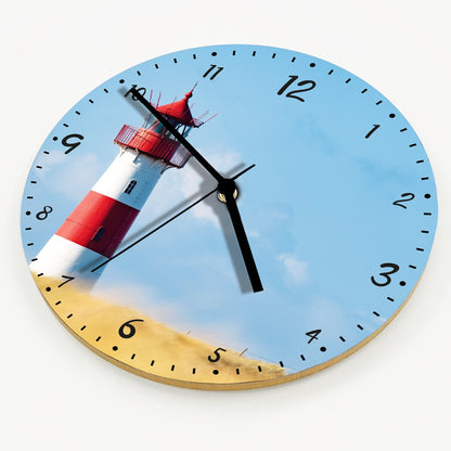Hochwertige 30cm-Uhren Made in Alzenau Lautlose Uhr MDF Acryl Motiv Leuchtturm