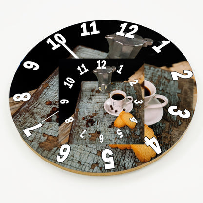 Hochwertige 30cm-Uhren Made in Alzenau Lautlose Uhr MDF Acryl Motiv Espresso