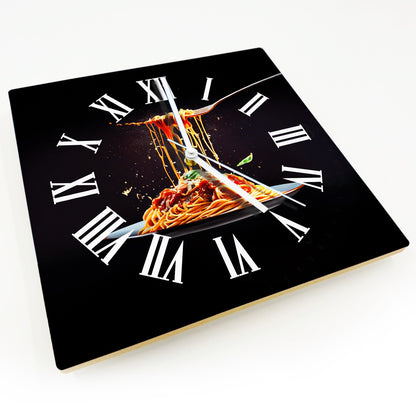 Hochwertige 30cm-Uhren Made in Alzenau Lautlose Uhr MDF Acryl Motiv Spaghetti