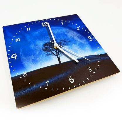 Hochwertige 30cm-Uhren Made in Alzenau Lautlose Uhr MDF Acryl Motiv Blue Space