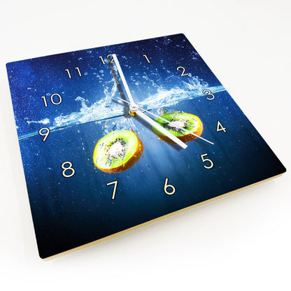 Hochwertige 30cm-Uhren Made in Alzenau Lautlose Uhr MDF Acryl Motiv Kiwi im Wasser