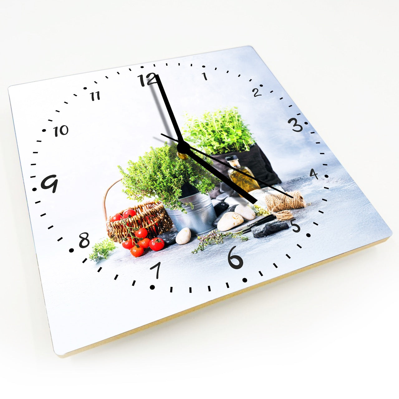 Hochwertige 30cm-Uhren Made in Alzenau Lautlose Uhr MDF Acryl Motiv Kräuter