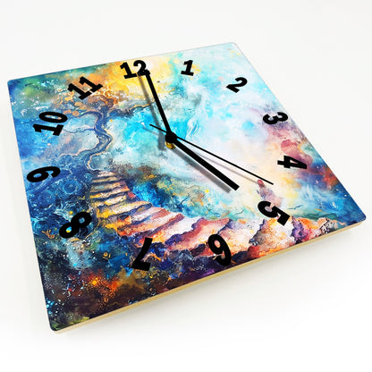 Hochwertige 30cm-Uhren Made in Alzenau Lautlose Uhr MDF Acryl Motiv Kunst-Treppe