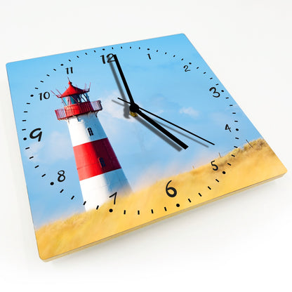 Hochwertige 30cm-Uhren Made in Alzenau Lautlose Uhr MDF Acryl Motiv Leuchtturm