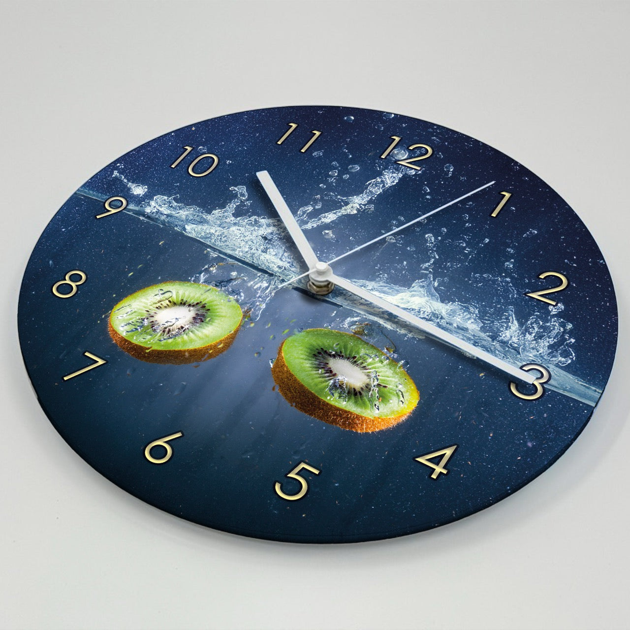 Hochwertige 30cm-Uhren Made in Alzenau Lautlose Uhr MDF Acryl Motiv Kiwi im Wasser