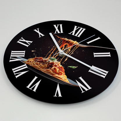 Hochwertige 30cm-Uhren Made in Alzenau Lautlose Uhr MDF Acryl Motiv Spaghetti