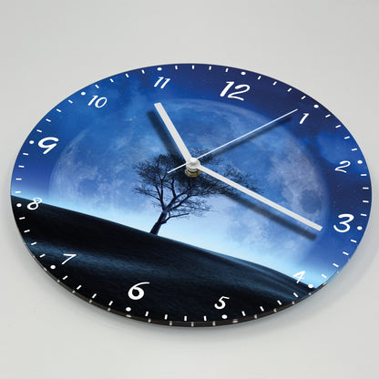 Hochwertige 30cm-Uhren Made in Alzenau Lautlose Uhr MDF Acryl Motiv Blue Space