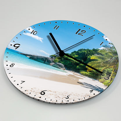 Hochwertige 30cm-Uhren Made in Alzenau Lautlose Uhr MDF Acryl Motiv Paradies-Strand