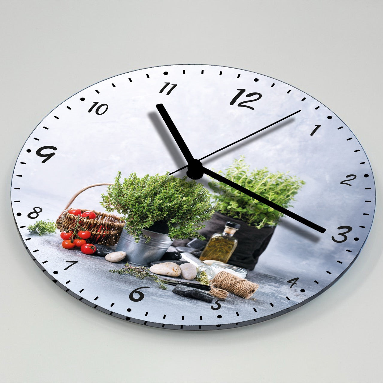 Hochwertige 30cm-Uhren Made in Alzenau Lautlose Uhr MDF Acryl Motiv Kräuter