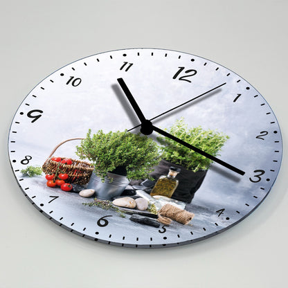 Hochwertige 30cm-Uhren Made in Alzenau Lautlose Uhr MDF Acryl Motiv Kräuter